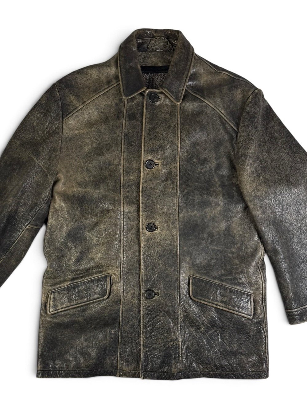 Gordon & Ferguson Vintage 90s Full Grain Leather Car Coat Brown